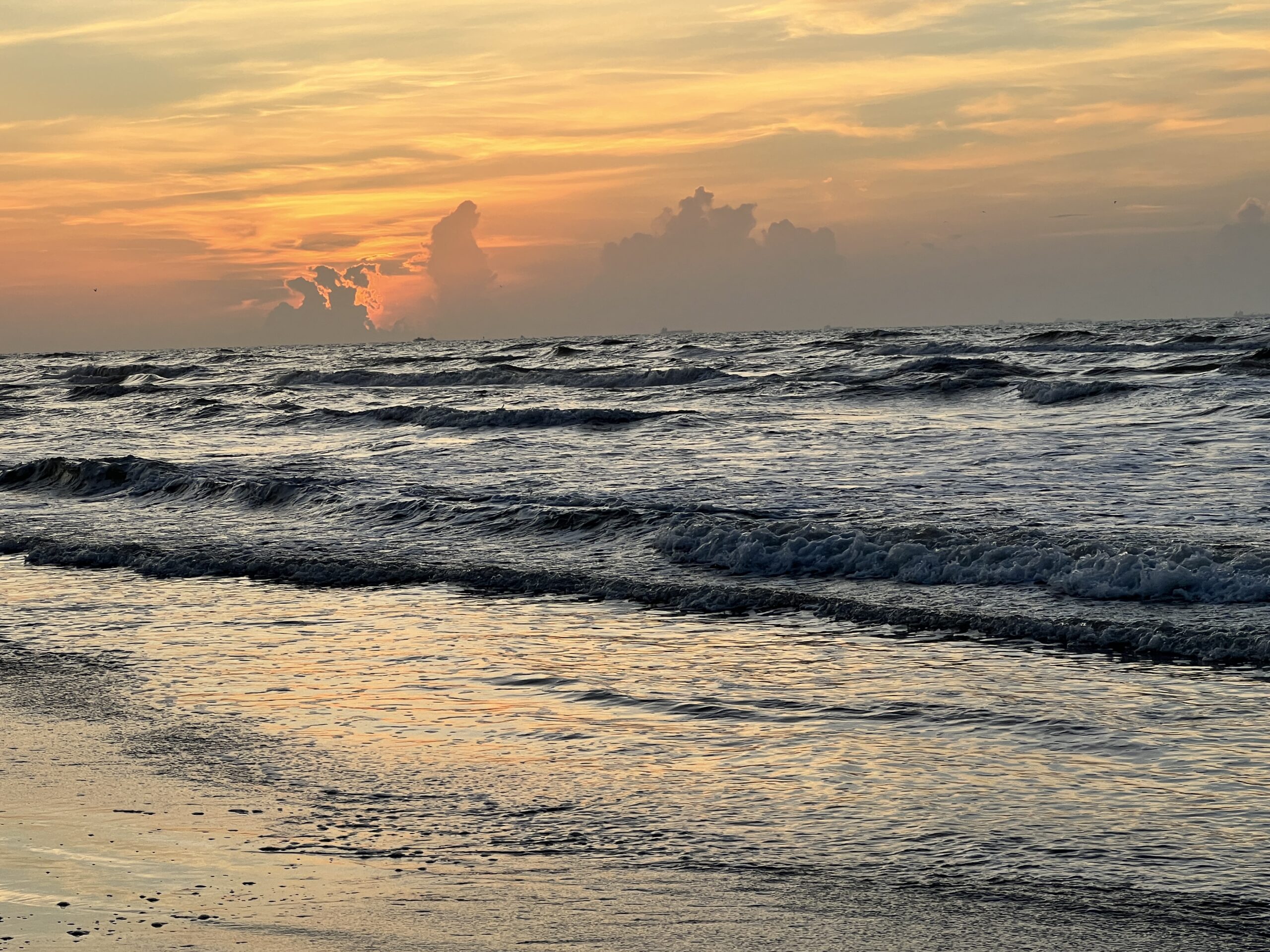 Business Growth Society Day 5 Post: Balance, Boundaries, and the Art of Reflection picture of the beach and sunset at Port Aransas, Texas
