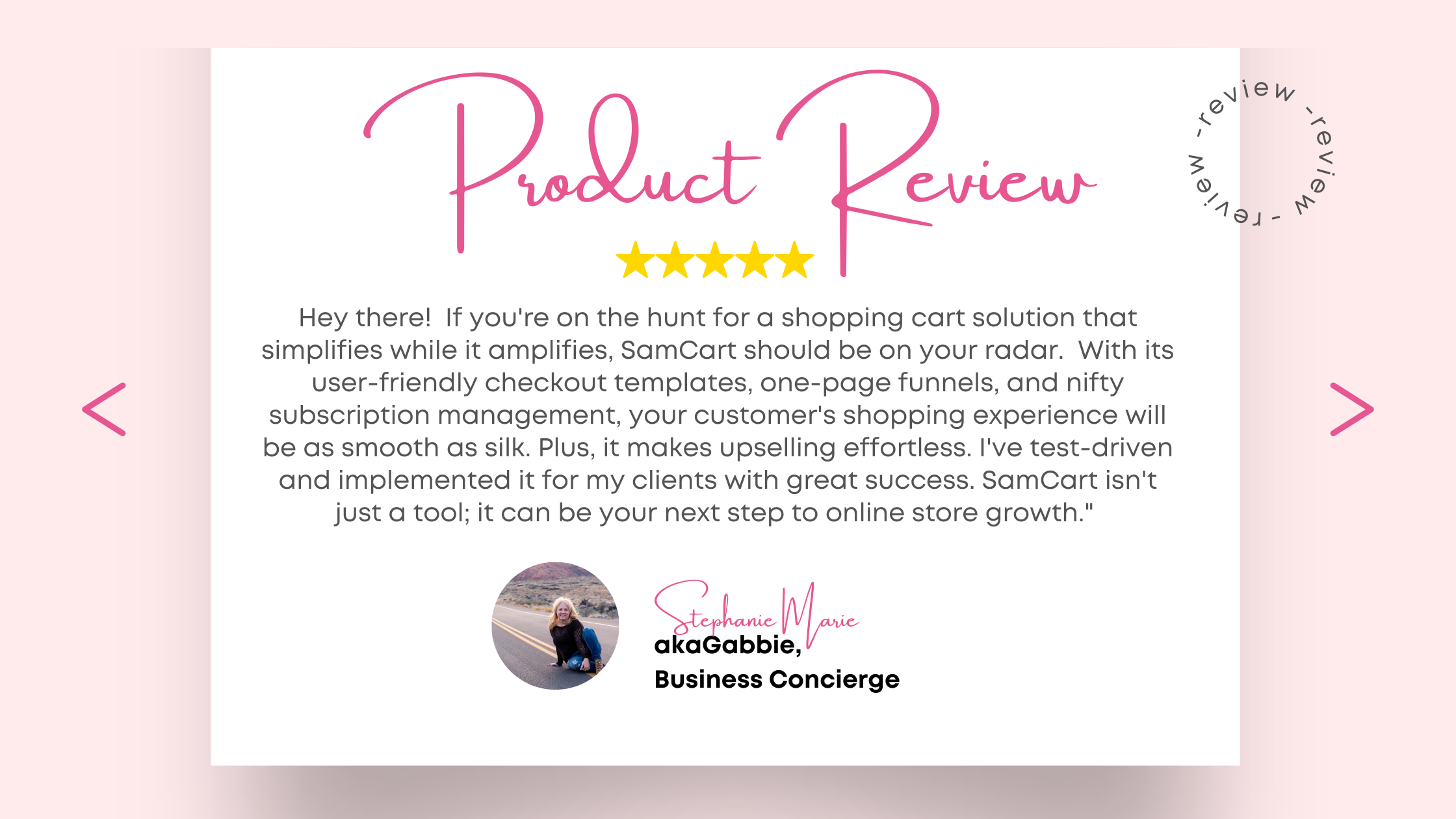 Product Review for SamCart by Stephanie Marie, akaGabbie, Business Concierge