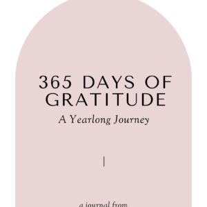 Cover of '365 Days of Gratitude: A Yearlong Journey' journal, featuring an elegant design with inspirational motifs and the title in stylish typography.